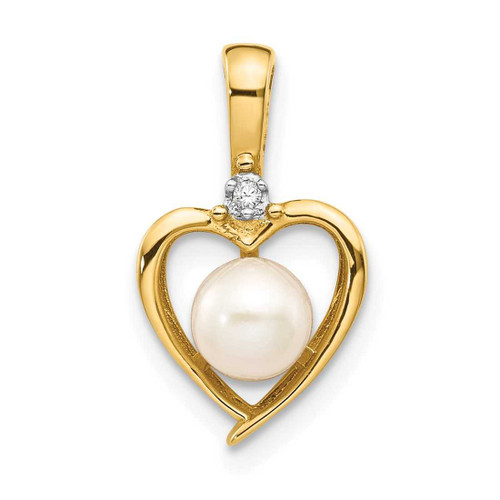 Image of 14K Yellow Gold Diamond & Cultured Freshwater Pearl Pendant XBS495