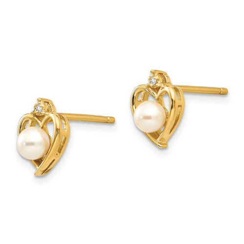 Image of 17mm 14K Yellow Gold Diamond & Cultured Freshwater Pearl Stud Earrings XBS490