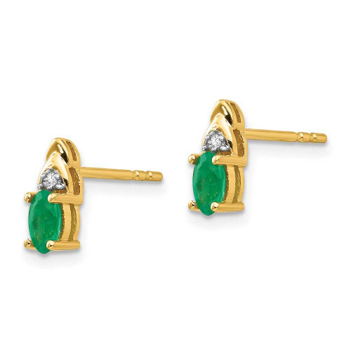 Image of 9mm 14K Yellow Gold Diamond & Emerald Earrings XBS273