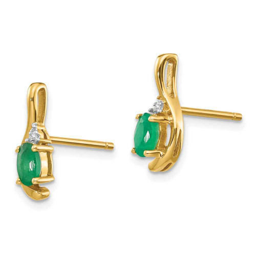 Image of 14mm 14K Yellow Gold Diamond & Emerald Earrings XBS417