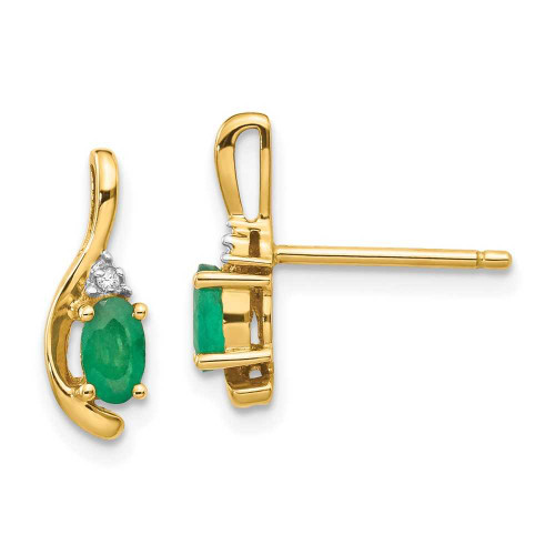 Image of 14mm 14K Yellow Gold Diamond & Emerald Earrings XBS417