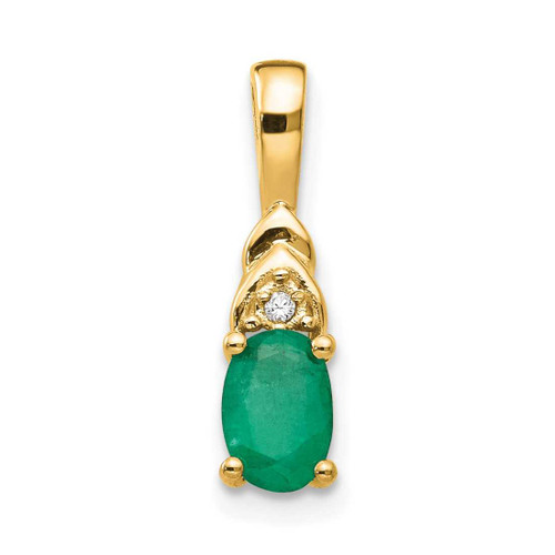 Image of 14K Yellow Gold Diamond & Emerald Pendant XBS278