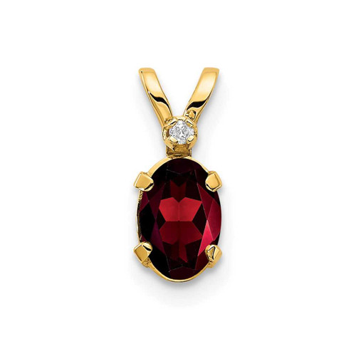 Image of 14K Yellow Gold Diamond & Garnet Birthstone Pendant