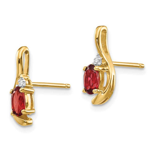 Image of 14mm 14K Yellow Gold Diamond & Garnet Earrings XBS406