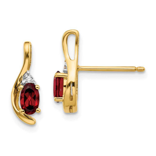 Image of 14mm 14K Yellow Gold Diamond & Garnet Earrings XBS406