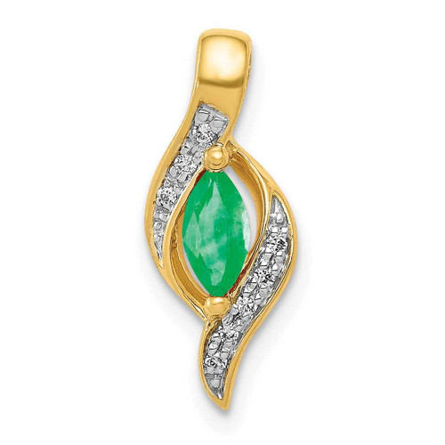 Image of 14K Yellow Gold Diamond & Marquise Emerald Pendant PM5265-EM-004-YA