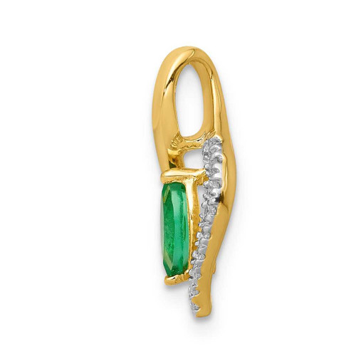 Image of 14K Yellow Gold Diamond & Marquise Emerald Pendant PM5267-EM-005-YA