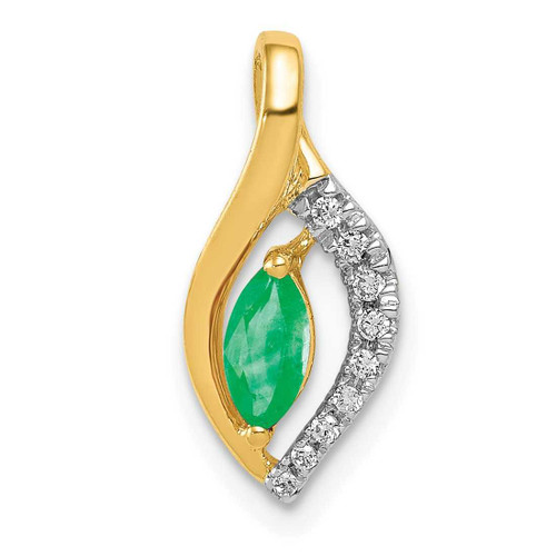 Image of 14K Yellow Gold Diamond & Marquise Emerald Pendant PM5267-EM-005-YA