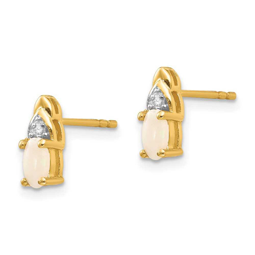 Image of 9mm 14K Yellow Gold Diamond & Opal Earrings XBS288