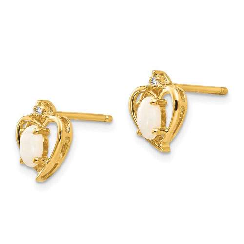 Image of 17mm 14K Yellow Gold Diamond & Opal Stud Earrings XBS504