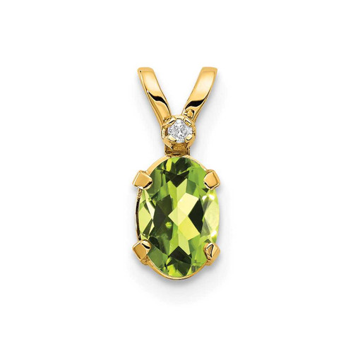 Image of 14K Yellow Gold Diamond & Peridot Birthstone Pendant