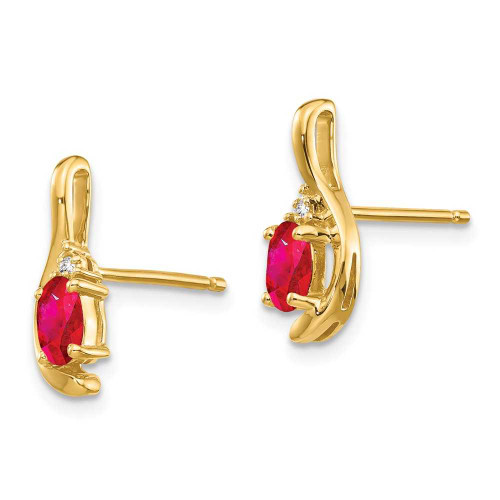 Image of 14mm 14K Yellow Gold Diamond & Ruby Earrings XBS419