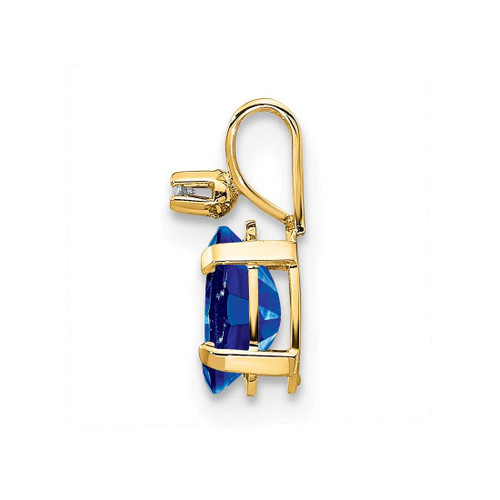 Image of 14K Yellow Gold Diamond & Sapphire Birthstone Pendant