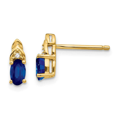 Image of 9mm 14K Yellow Gold Diamond & Sapphire Earrings XBS287