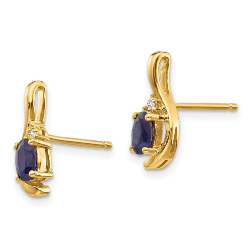 Image of 14mm 14K Yellow Gold Diamond & Sapphire Earrings XBS431