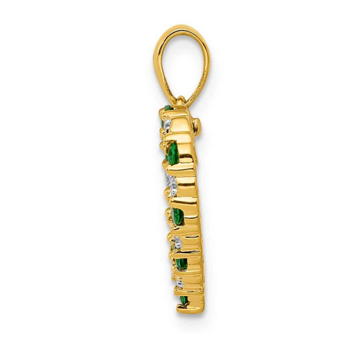 Image of 14K Yellow Gold Diamond and Emerald Heart Pendant