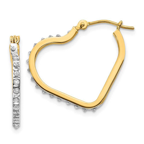 Image of 16mm 14K Yellow Gold Diamond Fascination Heart Hinged Hoop Earrings