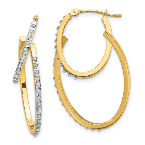 Image of 31mm 14K Yellow Gold Diamond Fascination Hinged Double Hoop Earrings