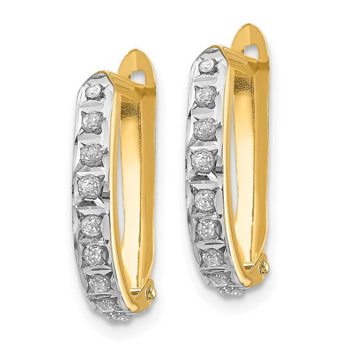 Image of 16mm 14K Yellow Gold Diamond Fascination Leverback Hinged Hoop Earrings