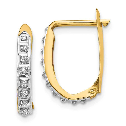 Image of 16mm 14K Yellow Gold Diamond Fascination Leverback Hinged Hoop Earrings