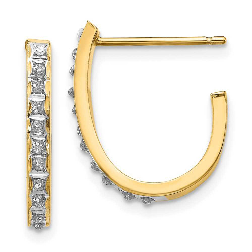 Image of 20mm 14K Yellow Gold Diamond Fascination Post J Hoop Earrings