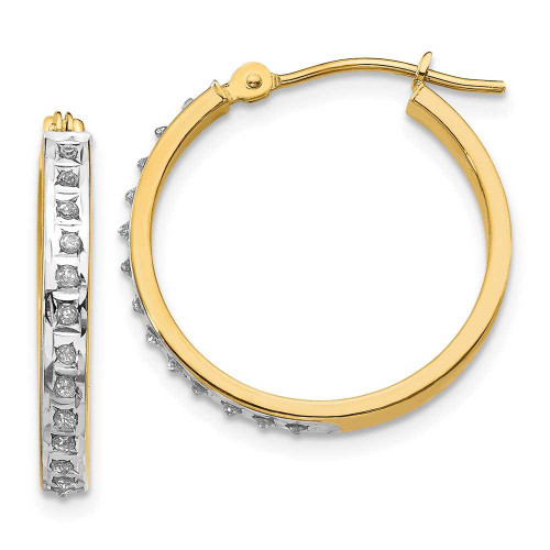 Image of 21mm 14K Yellow Gold Diamond Fascination Round Hinged Hoop Earrings DF162