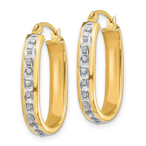 Image of 21mm 14K Yellow Gold Diamond Fascination Squared Hinged Hoop Earrings DF136