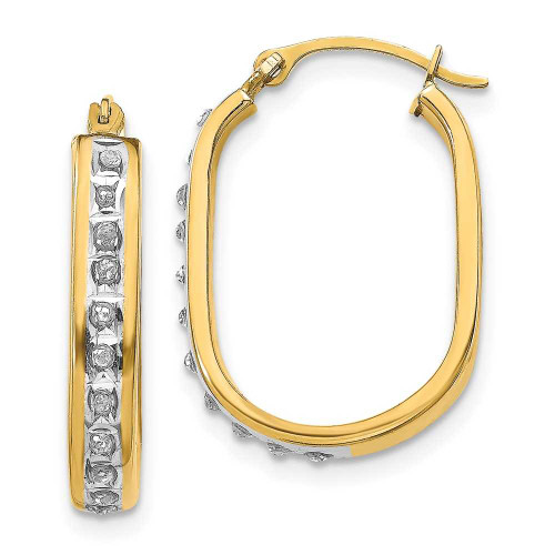 Image of 21mm 14K Yellow Gold Diamond Fascination Squared Hinged Hoop Earrings DF136