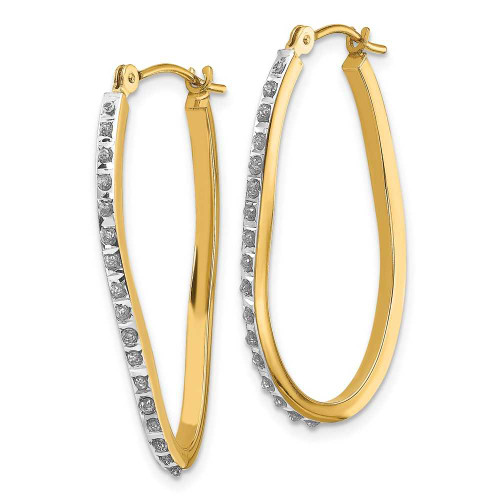 Image of 30mm 14K Yellow Gold Diamond Fascination Twist Hinged Hoop Earrings