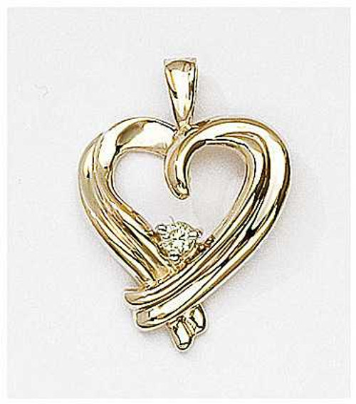 Image of 14K Yellow Gold Diamond Heart Pendant (Chain NOT included) (CM-P7102)