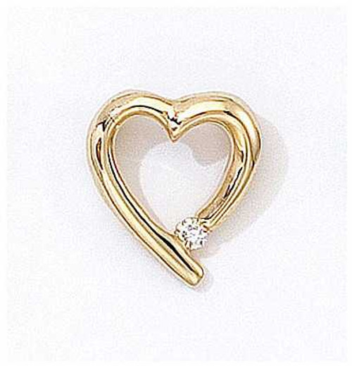 Image of 14K Yellow Gold Diamond Heart Pendant (Chain NOT included) (CM-P7282)