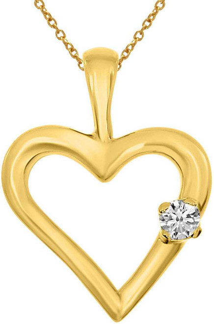 Image of 14K Yellow Gold Diamond Heart Pendant (Chain NOT included) (CM-P7284)