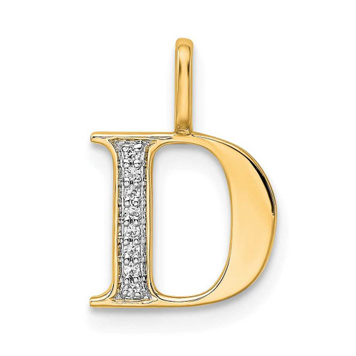 Image of 14K Yellow Gold Diamond Letter D Initial Pendant