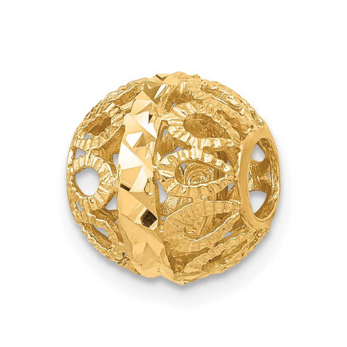 Image of 14K Yellow Gold Diamond-cut Ball Chain Slide Pendant