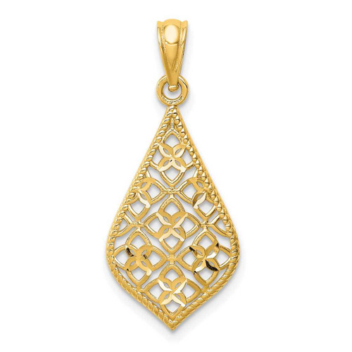 Image of 14K Yellow Gold Diamond-cut Dangle Pendant