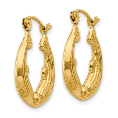 10mm 14K Yellow Gold Dolphin Hoop Earrings