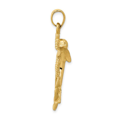 Image of 14K Yellow Gold Dolphin On Anchor Pendant