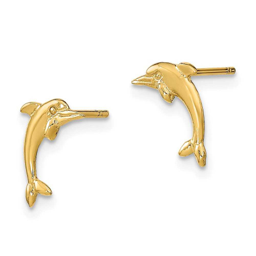 Image of 14K Yellow Gold Dolphin Post Earrings TE798