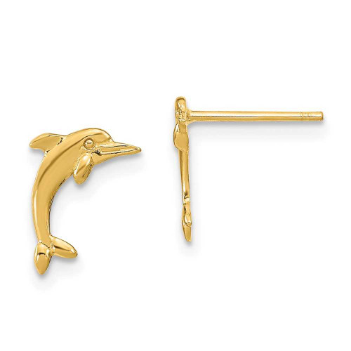 Image of 14K Yellow Gold Dolphin Post Earrings TE798