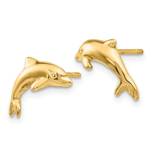 Image of 11mm 14K Yellow Gold Dolphin Stud Earrings S1126