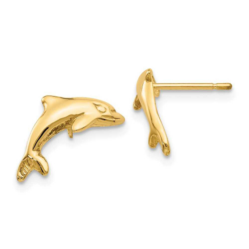 Image of 11mm 14K Yellow Gold Dolphin Stud Earrings S1126