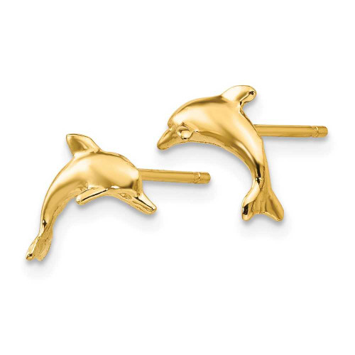 Image of 13mm 14K Yellow Gold Dolphin Stud Post Earrings TE622