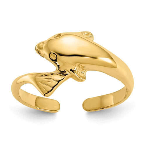 Image of 14K Yellow Gold Dolphin with Tail Toe Ring
