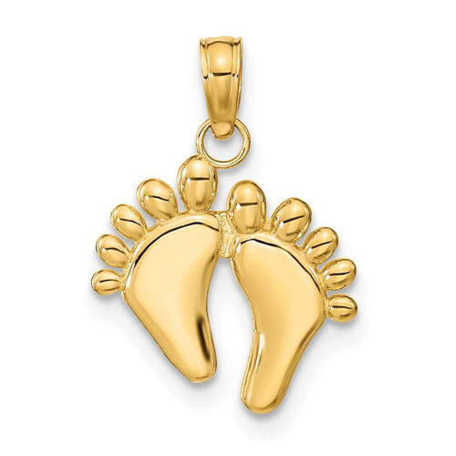 Image of 14K Yellow Gold Double Feet Hang Ten Style Pendant