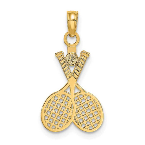 Image of 14K Yellow Gold Double Tennis Racket w/ Ball Pendant