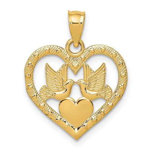 Image of 14K Yellow Gold Doves In Heart Pendant