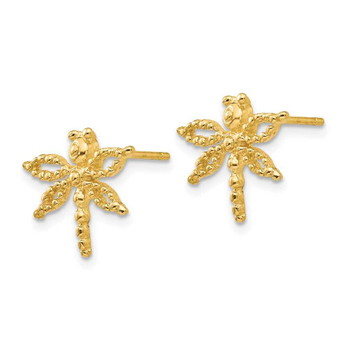 Image of 12mm 14K Yellow Gold Dragonfly Earrings