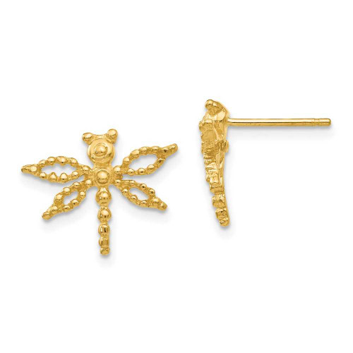 Image of 12mm 14K Yellow Gold Dragonfly Earrings