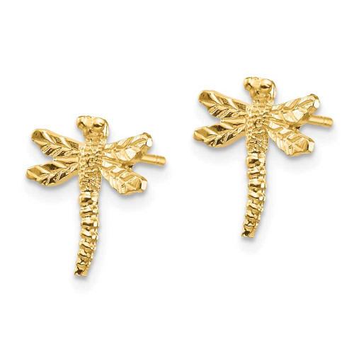 Image of 11.65mm 14K Yellow Gold Dragonfly Post Earrings