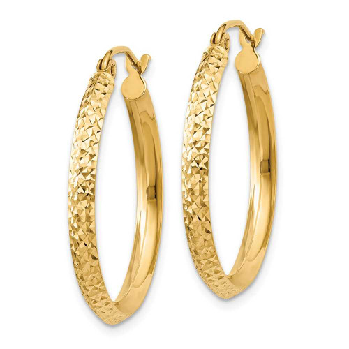 Image of 25mm 14K Yellow Gold Edged Shiny-Cut 2.5X25mm Hollow Hoop Earrings